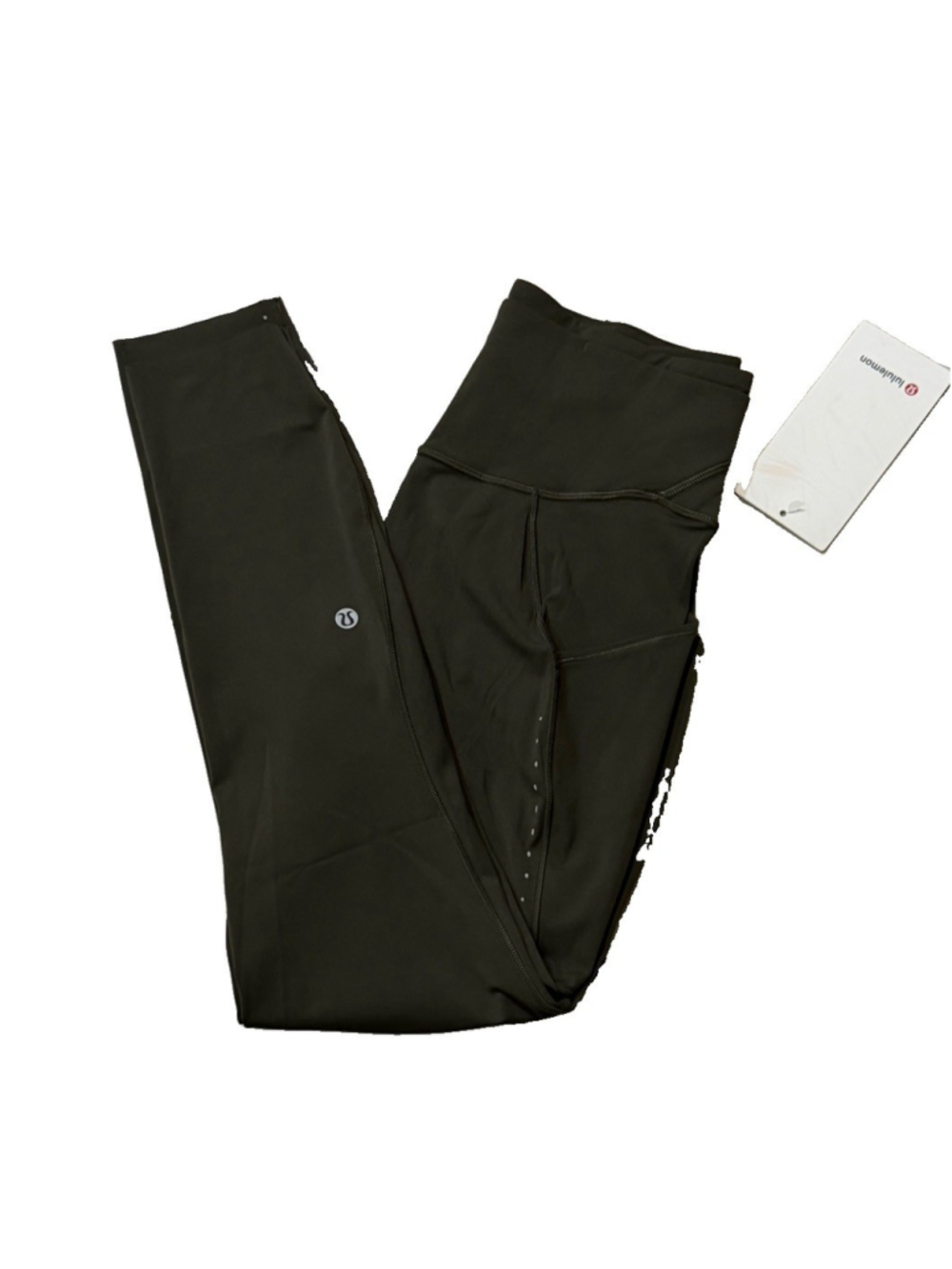 LULULEMON F&F HIGH RISE WITH POCKETS 25” LEGGING DARK OLIVE COLOR SIZE 6